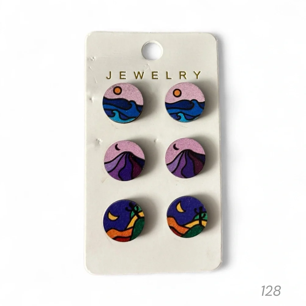 Colorful Abstract Stud Earrings Set